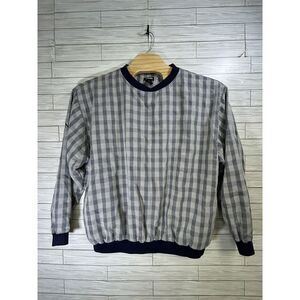 Ping Collection Men's XL‎ Golf Pullover Windshirt Navy Gray Squares Polyester